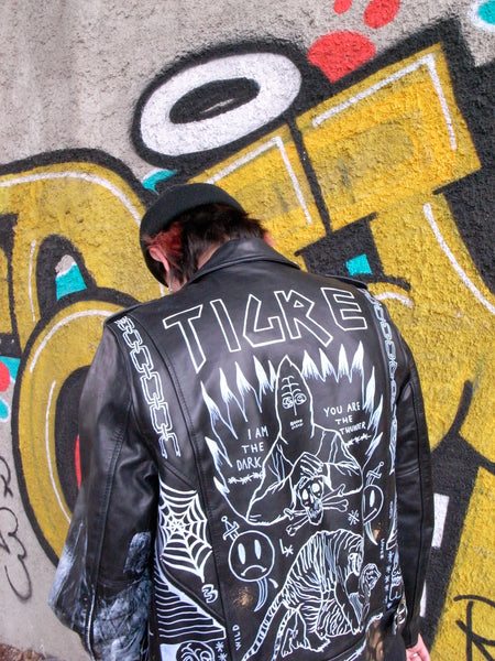 "TIGRE" HANDPAINTED SCHOTT LEATHER JACKET by FIUMANI