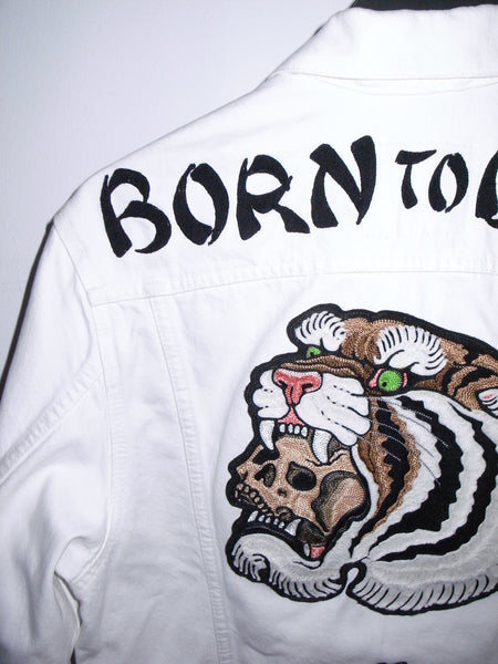 "BORN TO LOSE" HAND EMBROIDERED LEVI'S by Dirty Needle